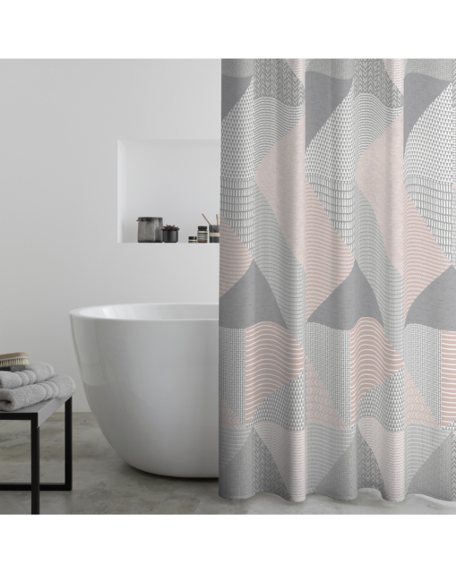 Larsson Geo Shower Curtain Blush - Catherine Lansfield - image 1