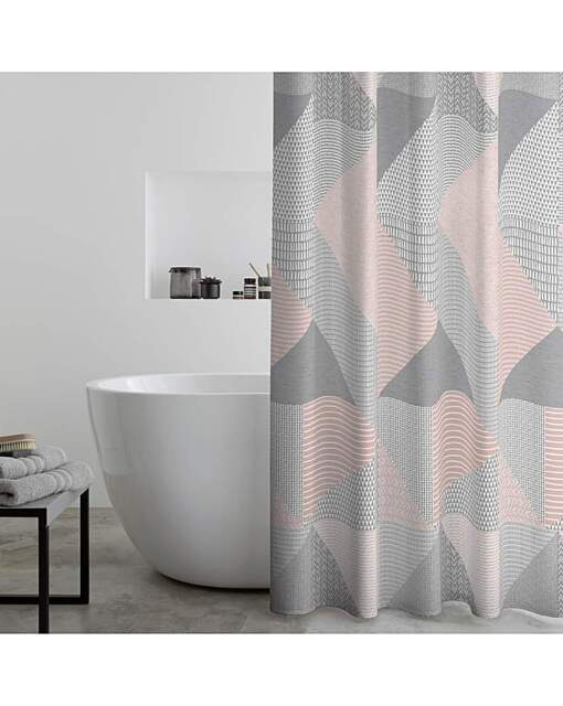 Larsson Geo Shower Curtain Blush - Catherine Lansfield - image 1