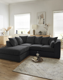 Ferguson Left Hand Chaise Sofa Black - thumbnail 1