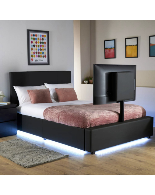 XR Living Ava Upholstered PU TV Bed Black - XR Living - Size: SINGLE - image 1