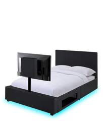 XR Living Ava Upholstered PU TV Bed Black - XR Living - Size: SINGLE - thumbnail 3