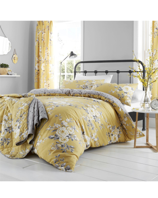 Canterbury Grey Duvet Cover Set Ochre - Catherine Lansfield - Size: DOUBLE - image 1