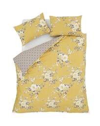 Canterbury Grey Duvet Cover Set Ochre - Catherine Lansfield - Size: DOUBLE - thumbnail 5