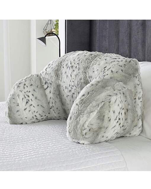 Snow Leopard Print Cuddle Cushion Grey - Downland - Size: ONE SIZE