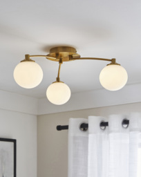 3 Glass Shades Ceiling Light Brass - Searchlight - thumbnail 1
