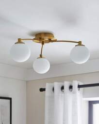 3 Glass Shades Ceiling Light Brass - Searchlight - thumbnail 3