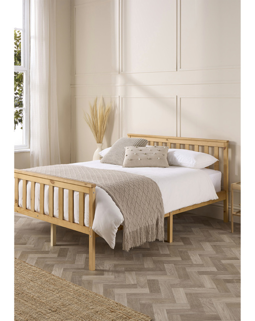 Aspire Atlantic Wooden Bed Frame Natural - Aspire - Size: SML DBLE - image 1