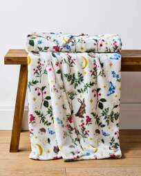 Woodland Animals Fleece Throw Cream - JD Williams - Size: 130X150 - thumbnail 1