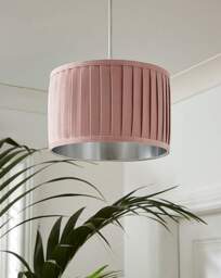 Pleated Velvet Blush Shade 30cm Blush - Searchlight - thumbnail 2