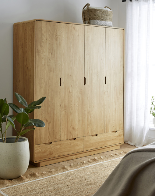 Oslo 4 Door Wardrobe OAK Effect - JD Williams - image 1