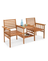 CannesWooden Garden Loveseat Bench Brown - VonHaus