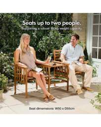 CannesWooden Garden Loveseat Bench Brown - VonHaus - thumbnail 4