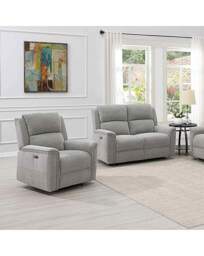 Croston Chenille Recliner Chair Light Grey - thumbnail 2