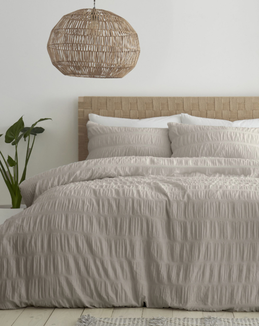 Catherine Lansfield Seersucker Duvet Set Natural - Catherine Lansfield - Size: SINGLE - image 1