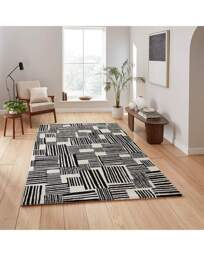 Catherine Lansfield Blocks Abstract Rug Black/White - Catherine Lansfield - Size: 80X150 - thumbnail 1