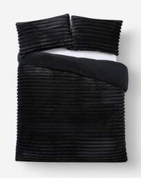 Luxe Faux Fur Duvet Cover Set Black - JD Williams - Size: SINGLE - thumbnail 2