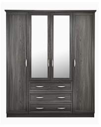Kingston 4 Door Wardrobe Grey/Oak - At Home Collection - thumbnail 3