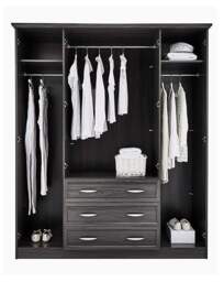 Kingston 4 Door Wardrobe Grey/Oak - At Home Collection - thumbnail 2