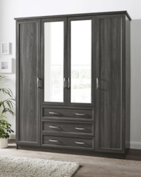 Kingston 4 Door Wardrobe Grey/Oak - At Home Collection