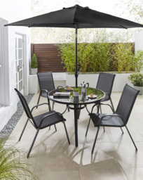 Malaga 6 Piece Dining Set Black - JD Williams