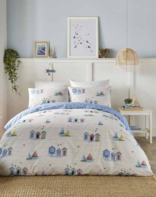 Fusion Beach Huts Duvet Cover Set Blue - Fusion - Size: KING - image 1
