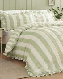 Catherine Lansfield Seersucker Duvet Set Green - Catherine Lansfield - Size: SINGLE - thumbnail 1