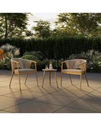 Charles Bentley Rope Weave Bistro Set Pale Grey - Charles Bentley - thumbnail 2