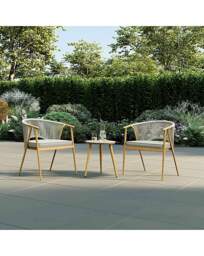 Charles Bentley Rope Weave Bistro Set Pale Grey - Charles Bentley - thumbnail 1