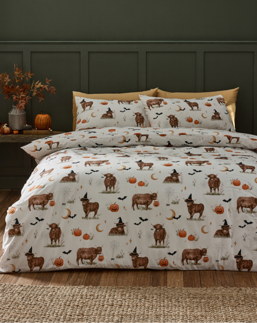 CL Halloween Highland Cow Duvet Set Natural - Catherine Lansfield - Size: DOUBLE - image 1