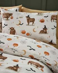 CL Halloween Highland Cow Duvet Set Natural - Catherine Lansfield - Size: DOUBLE - thumbnail 2