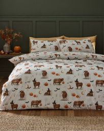 CL Halloween Highland Cow Duvet Set Natural - Catherine Lansfield - Size: DOUBLE