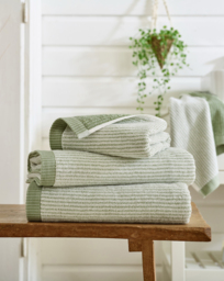 Weave Striped Cotton Towel Sage - Size: Bath Sheet - thumbnail 1