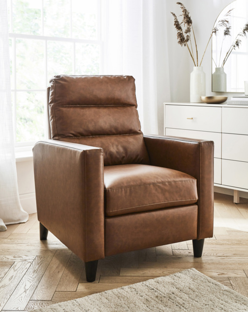 Sutton Faux Leather Recliner Armchair Brown - JD Williams - image 1