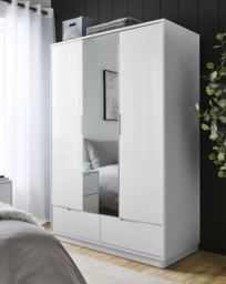 Ellia 3 Door Wardrobe with Mirror White - JD Williams
