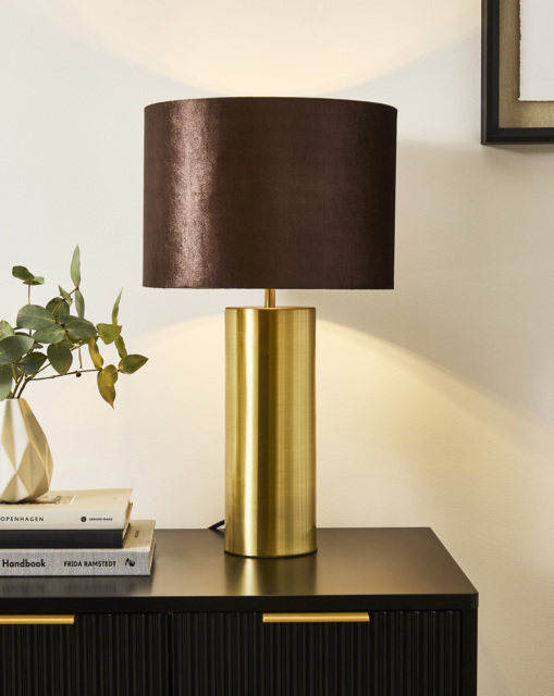 Sadie Velvet Table Lamp Chocolate - JD Williams - image 1