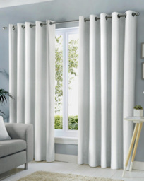 Sorbonne Eyelet Curtains White - Fusion - Size: 168 x 183cm - thumbnail 1