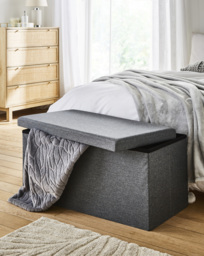 Fabric Foldable Storage Ottoman Charcoal - JD Williams - thumbnail 1
