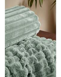 Cosy Ribbed Throw Sage Green - Catherine Lansfield - Size: 130X170 - thumbnail 2