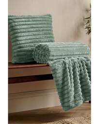 Cosy Ribbed Throw Sage Green - Catherine Lansfield - Size: 130X170 - thumbnail 3