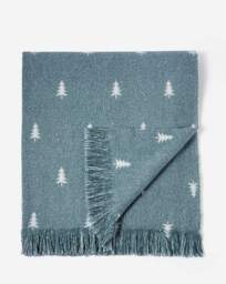 Christmas Trees Faux Mohair Throw Green/White - JD Williams - thumbnail 3