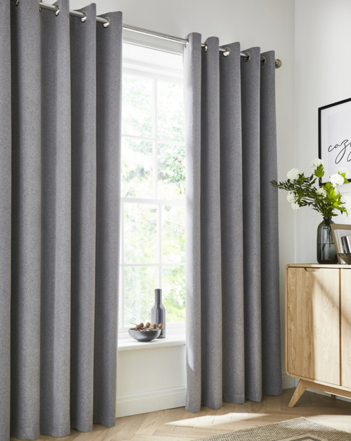 Austin Blackout Thermal Eyelet Curtains Grey - Enhanced Living - Size: 117 x 229cm - image 1