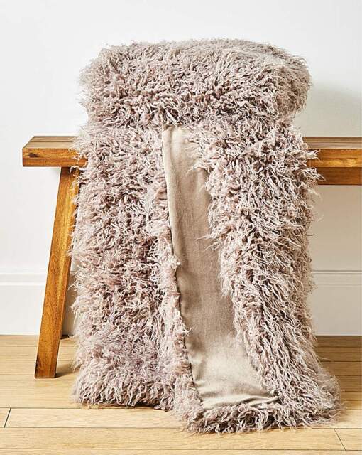 Mongolian Faux Fur Throw - Mink Mink - JD Williams - Size: 120X150 - image 1