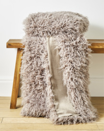 Mongolian Faux Fur Throw - Mink Mink - JD Williams - Size: 120X150