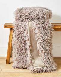 Mongolian Faux Fur Throw - Mink Mink - JD Williams - Size: 120X150 - thumbnail 1