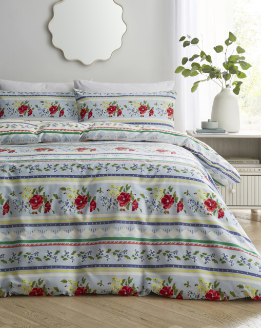 Julipa Floral Fairisle Duvet Cover Set Blue - JD Williams - Size: SINGLE - image 1