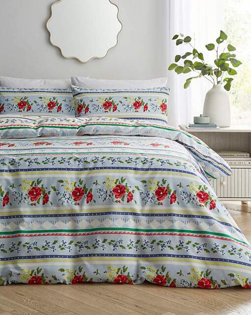 Julipa Floral Fairisle Duvet Cover Set Blue - JD Williams - Size: SINGLE - image 1