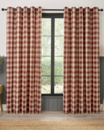 Everett Eyelet Curtains RED - Curtina - Size: 168 x 137cm