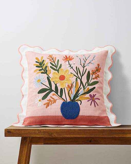 Lynn Floral Cushion with Scalloped Edge Multi - JD Williams - Size: 45X45 - image 1