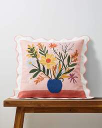 Lynn Floral Cushion with Scalloped Edge Multi - JD Williams - Size: 45X45 - thumbnail 1