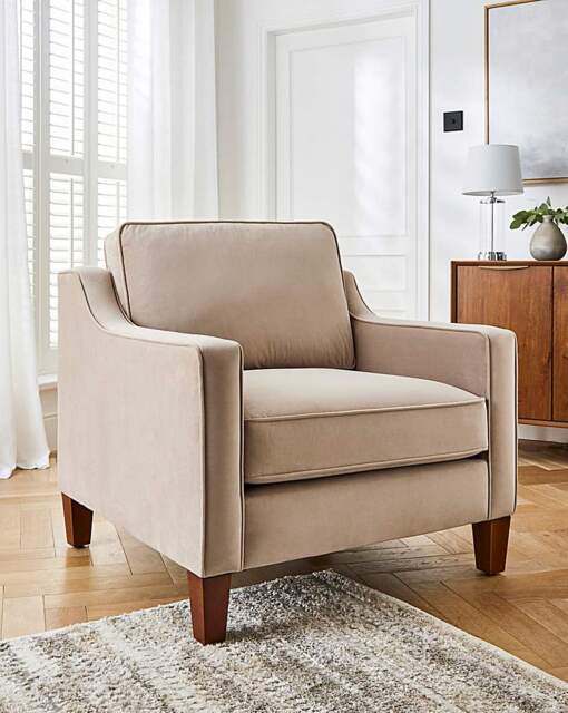 Amy Velvet Oversized Armchair Champagne - JD Williams - image 1
